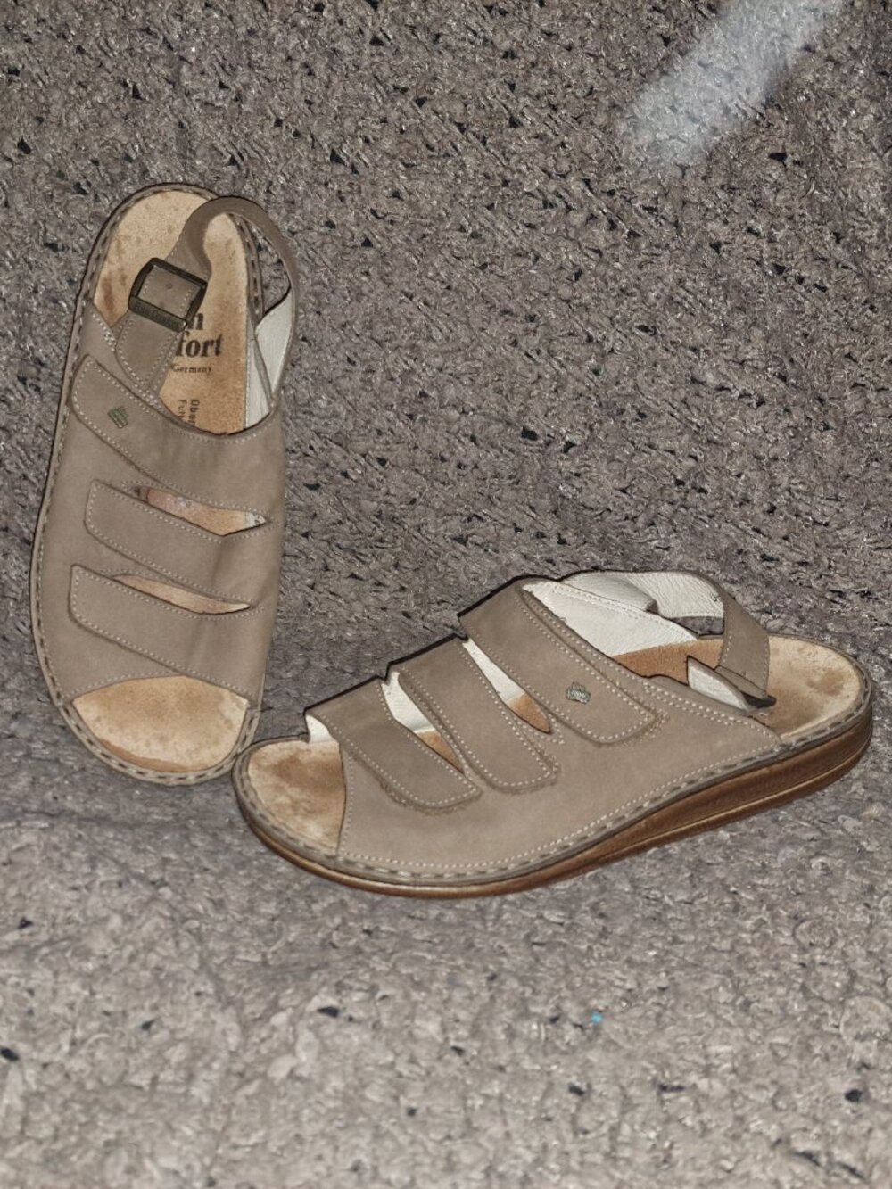 FINN COMFORT-Sylt-Tan/Brown Nubuck/Suede-Comfort Slingback Sandal-Sz39-Excellent